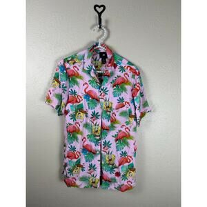 H&M Men’s Size XS Shirt SpongeBob SquarePants Button Front Tropical Hawaiian Top